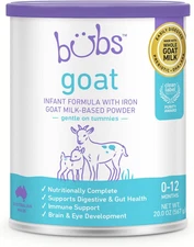 Bubs Whole Goat Milk Formula with Iron, Goat Milk-Based Powder, for Infants 0-12