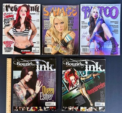 Lot 5 Old Tattoo Body Art Magazines Inked  Bound by Ink Rebel Savage MORE Pin-Up