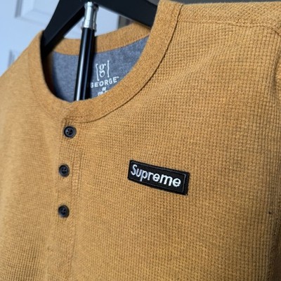George Custom Supreme Waffle Knit Henley Long Sleeve Shirt Men s Medium Skater