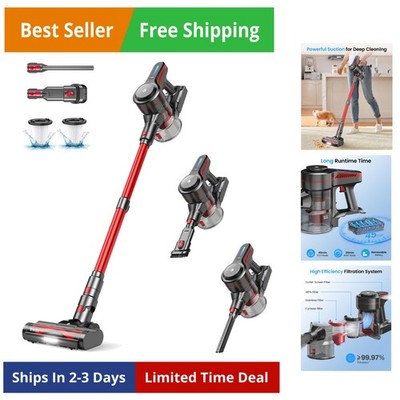 Cordless Vacuum Cleaner, Stick Vacuum with Powerful Suction, 45Mins Runtime V...