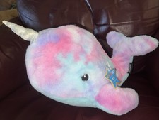 FAO Schwarz Glow Brights 17" Narwhal Toy Plush LED With Sound New With Tag