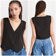 Lioness Gisele Vest V-Neck Vest Black Designed in Australia Size Medium