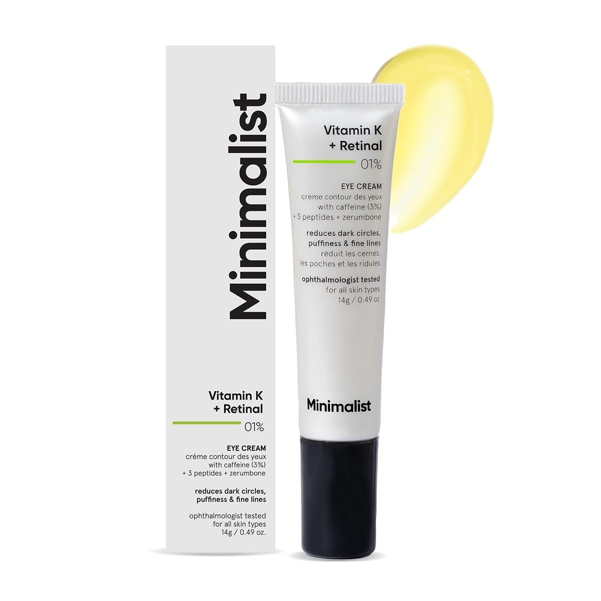 Minimalist Caffeine Eye Cream with Retinal & Vitamin K for Dark Circles