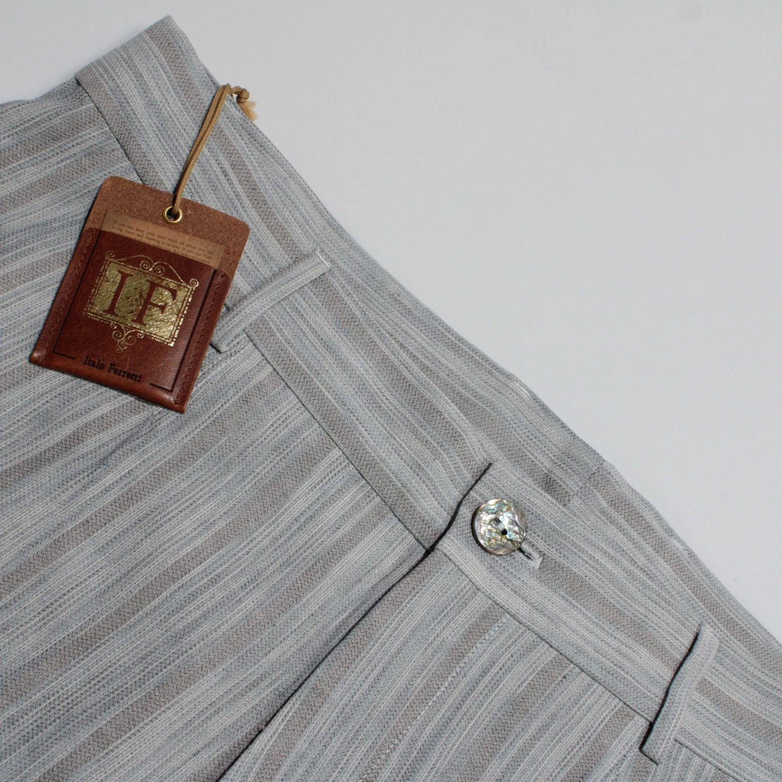 Italo Ferretti NWT Chino / Bermuda Shorts Size L in Blue & Gray Cotton & Linen