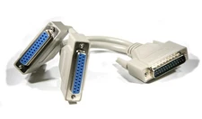 Y-Splitter Serial Cable DB25-Male to DB25-Female DB25-Female 8 Inch Parallel