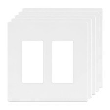 LIDER Matte Finish Screwless 2-Gang Decorator Switch Wall Plate Cover White 5-Pa