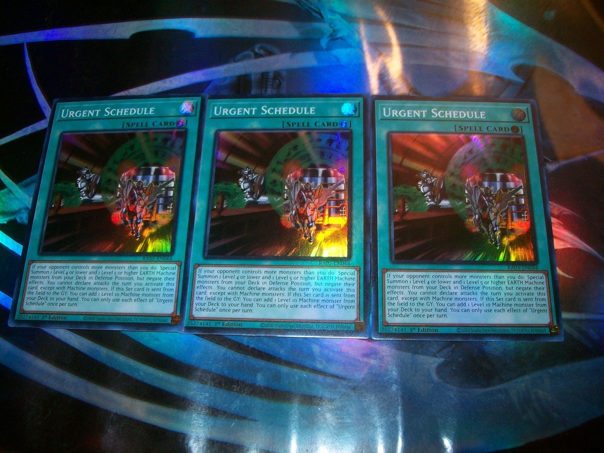 3x Urgent Schedule 1st Edition Super Rare RA05-EN064 Yu-Gi-Oh!