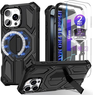 Magnetic for iPhone 16 Pro Max Case with Kickstand, Shockproof Protective Cover
