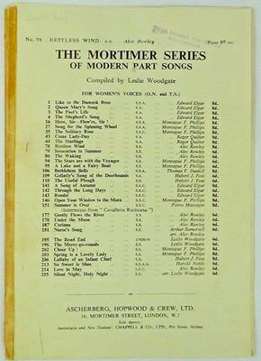 Restless Wind von Rowley & Shenton Klavier Gesang 2-stimmiges Lied Sopran Mortimer #78