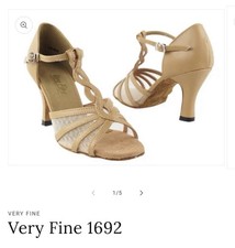 Very Fine 1692 Beige Brown Women's Leather Mesh Dance Shoes 2.5" Heel US 9.5