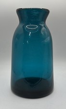 Handblown teal turquoise beaker vase 6.25  tall