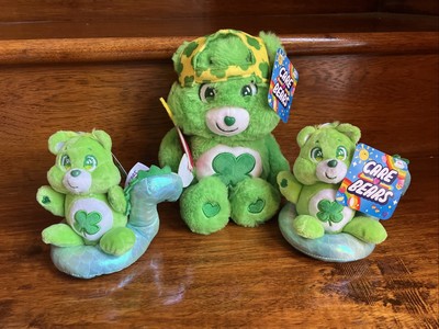 Care Bears 9'' Lucky Plush Glitter Belly Good Luck Bear Green Lucky Shamrock New