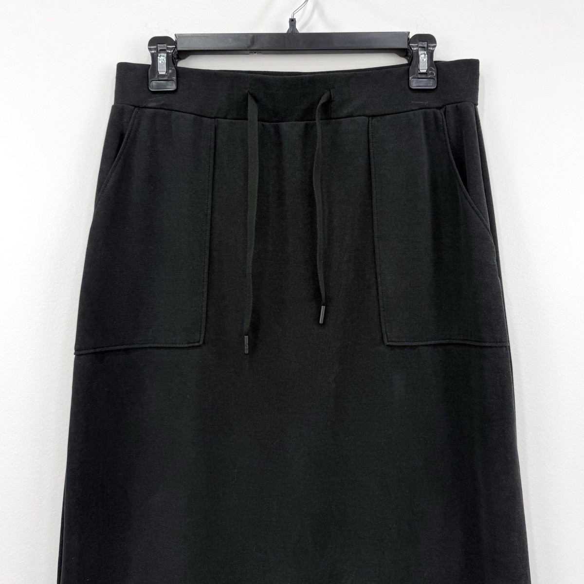Cozy Earth Skirt Women's M Black Bamboo Drawstrings Comfort Midi