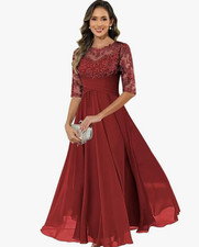 Damen Brautmutterkleid Lang Formales Abendkleid Kleider A-Linie Festliche