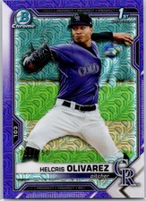 2021 Bowman Chrome 1st Mojo Refractor Purple #BCP-154 Helcris Olivarez #/250