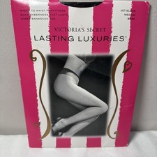 New Victoria's Secret LASTING LUXURIES Sheer To Waist Pantyhose Medium Jet Black