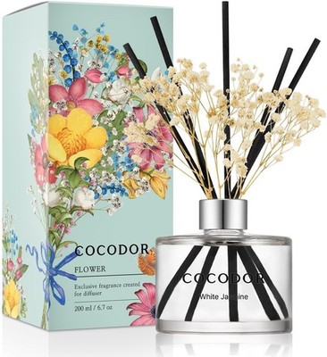 Elegant 6.7oz White Jasmine Reed Diffuser - Luxurious Home Fragrance Set