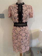 Valentino Women’s Floral Lace Coral Pink & Black Short Dress Size M 34 - Exc Con
