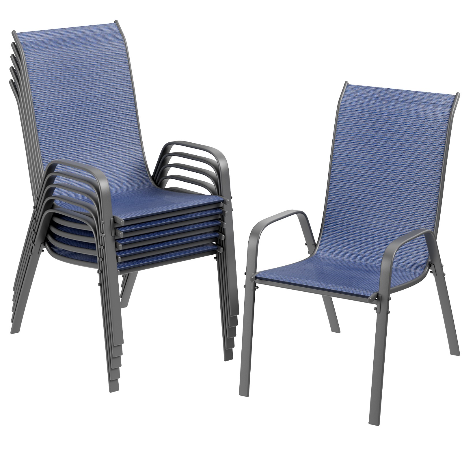 S Set Of 6, Patio Stackable Chairs For Garden And Backyard