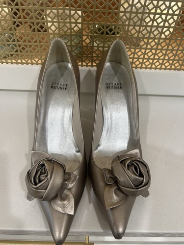 Escarpins Stuart Weitzman - Taille 7.5 US - Talons Kitten Métallisé Argent - Occasion
