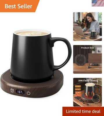Versatile Coffee Heater & Ceramic Mug Set - 4 Temp Settings for Ultimate Comfort
