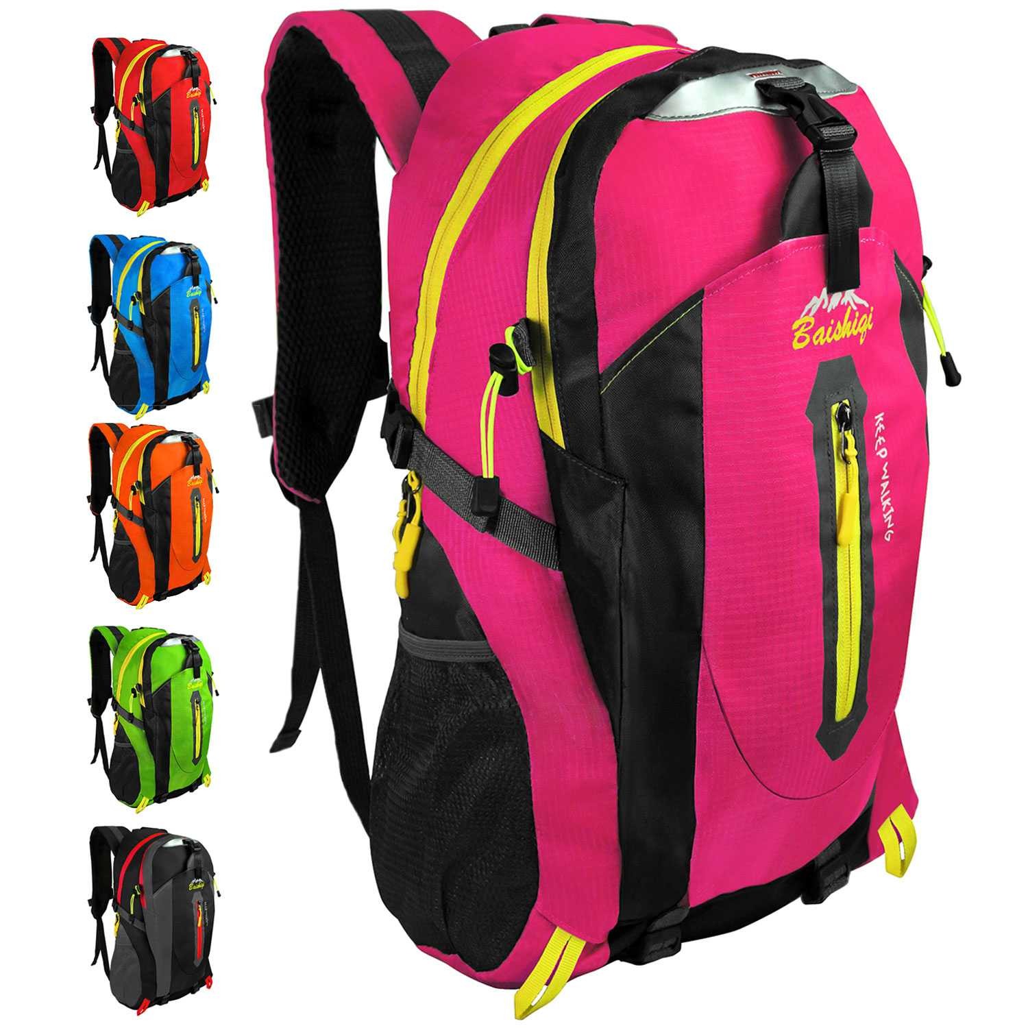 Mochila de Viaje Unisex Impermeable Multiples Bolsillos 30 Litros Rosa