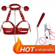 Bdsm with Traction Chain Back Sex Handcuffs Collar SM Adjustable for Couples