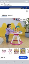 Pink White Baby Activity Center with Interactive Toys for Infant Toddler