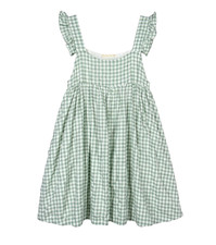 BY TOGETHER Twill GREEN GINGHAM CHECK Sleeveless Ruffles BABYDOLL A-LINE DRESS M