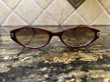 Vint Brighton Handmade  Deco Heart  Sunglasses Red Frames Silver Accents w Case