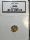 1851 G$1 Liberty Head Gold Dollar Ty-1 Type 1 - Luster - NGC MS 61