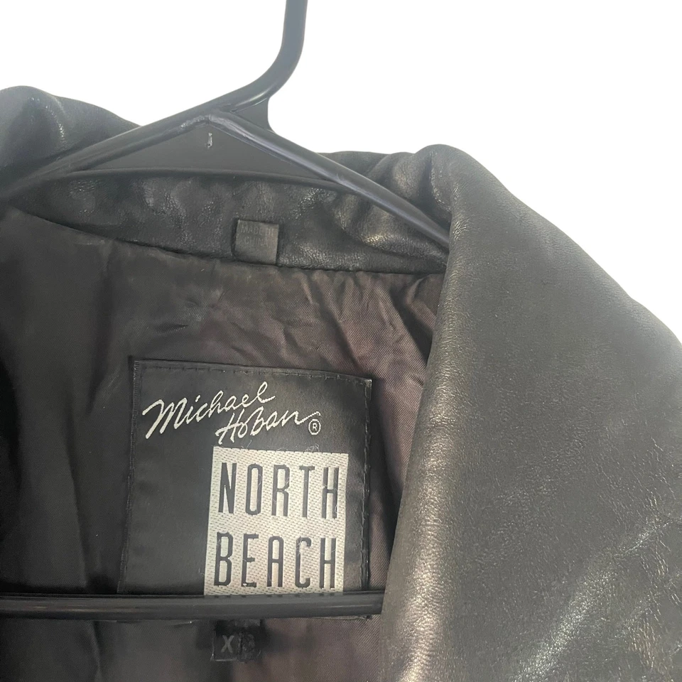Chaqueta de Cuero Michael Hoban Vintage Años 90 Para Hombre Talla XS Negra Motociclista Moto Foto 4 de 4