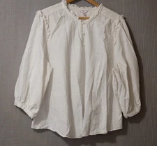 EUC  LC Lauren Conrad White 3/4 Sleeve Blouse Button-Up Ruffle Womens 2X #A3-47