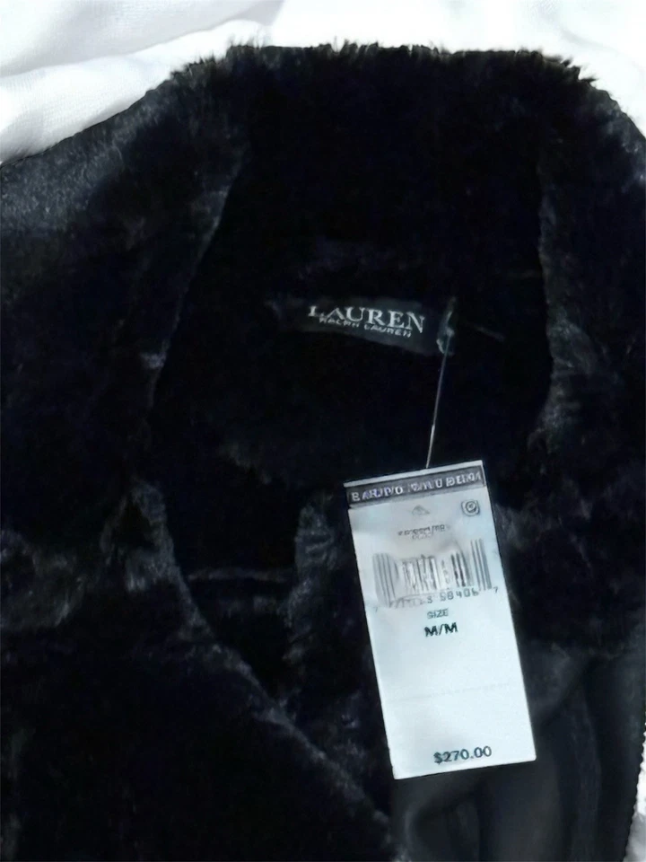 女士 Lauren Ralph Lauren 女式仿纳帕皮革机车夹克。 — 第 4/4 张图片