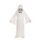 Disfraz De Fantasma Para Niños Con Capucha – Túnica Blanca De Poliéster Con Estampado De Cadenas – Tallas S, M Y L Para 4 A 10 Años – Ideal Para Halloween Y Carnaval