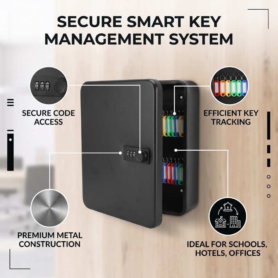 Key Lock Box Discrete Key Lock Box With Code Hangtag Record Borrowing Status Wall Mounted ...
