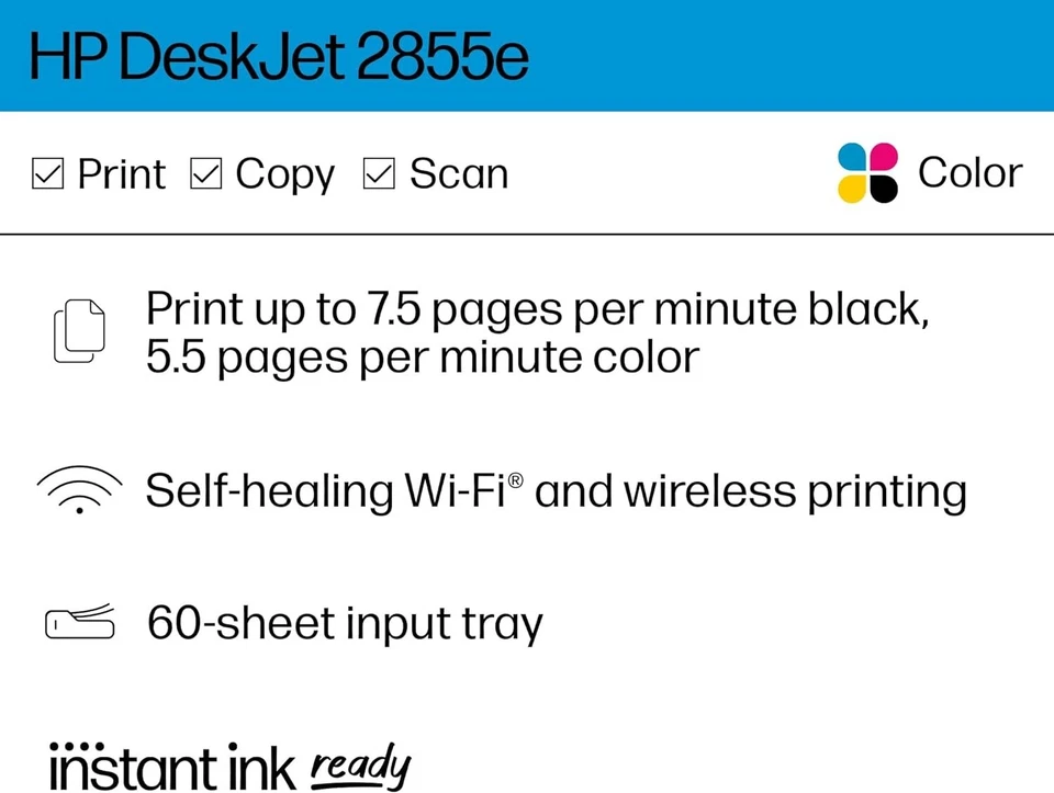 HP DeskJet Wireless All-In-One Inkjet Mobile Printer Scanner Copier Home Office - Image 2 of 4