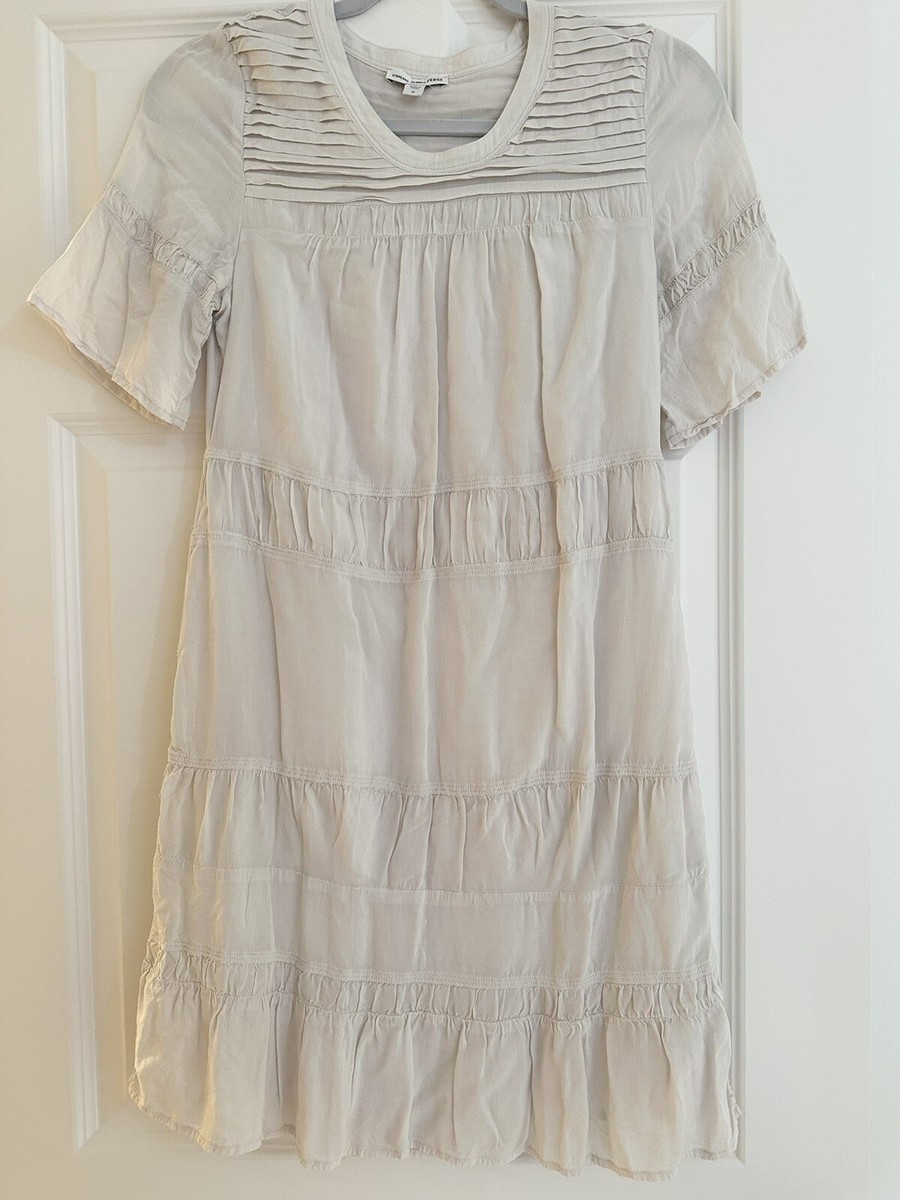 Standard James Perse Women's Shift Pleated Tiered Dresses Size 0, Beige  Viscose
