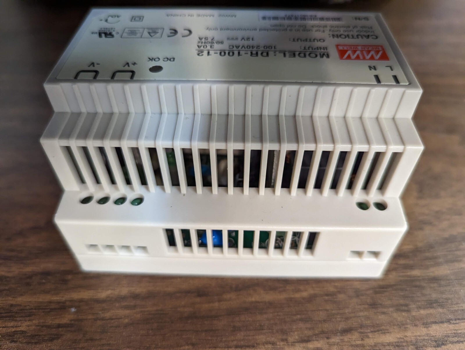 Mean Well Model DR-100-12 100W Single Output Industrial DIN Rail Power ...