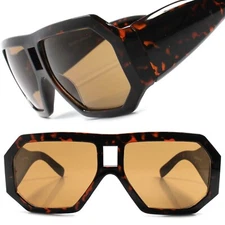Retro Futuristic Hip Thick Tortoise Frame Mens Womens Fashion Square Sunglasses
