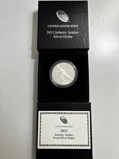 2012 W Infantry Soldier Silver Dollar Proof with Box and COA