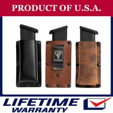 Leather Magazine Holder 9mm .40 .45 .380 Pistol Mag Single Double Stack IWB OWB