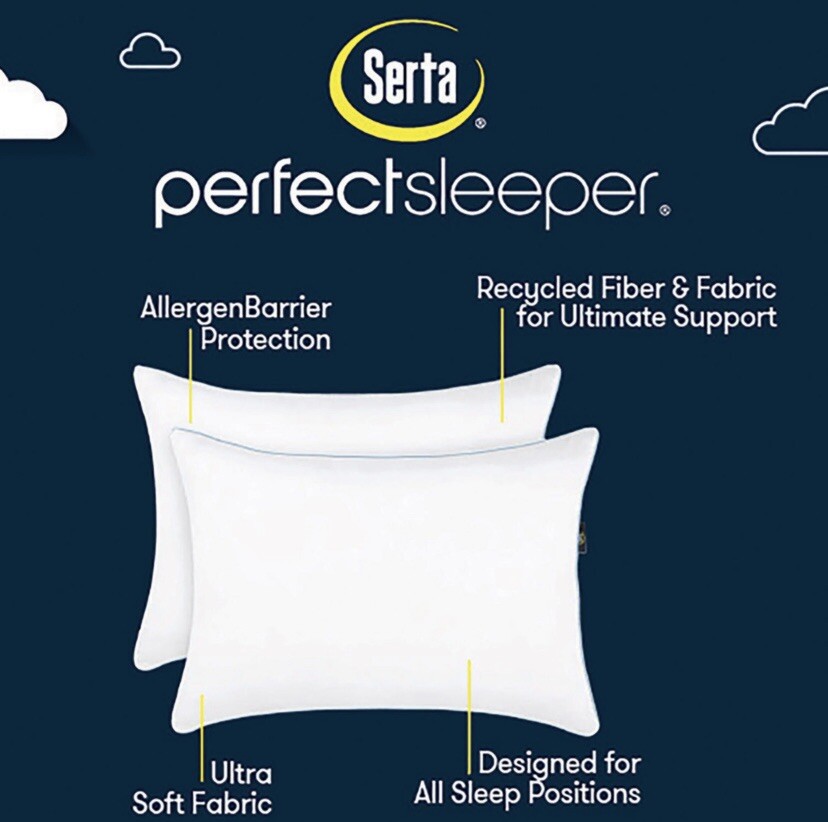 Serta Perfect Sleeper Comfy Sleep EcoFriendly Bed Pillow 2 Pack QUEEN
