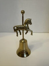 Brass Dinner Bell With Carousel Pony On Post Bell Rings Nicely