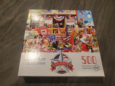 Lori Schory Main Street Celebration 500 Puzzle Brand New Buffalo Games Old Glory