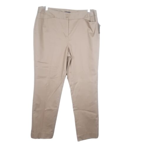 Jones New York Signature Stretch Easy Care Flat Front Pants Size 16 Khaki Beige - Picture 1 of 8