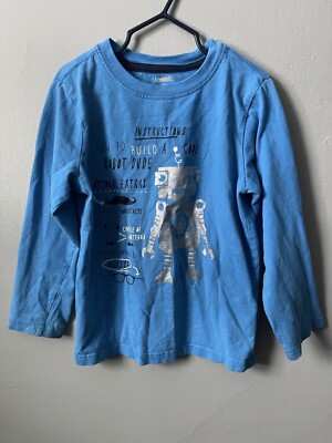 Gymboree Toddler Boys How To Build A Robot Crewneck Long Sleeve Shirt Blue 5T