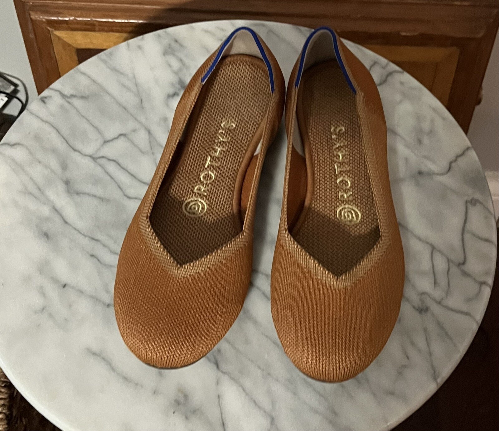 Rothy's The Flat Ballet Shoes Fawn Caramel Copper Brown Slip On