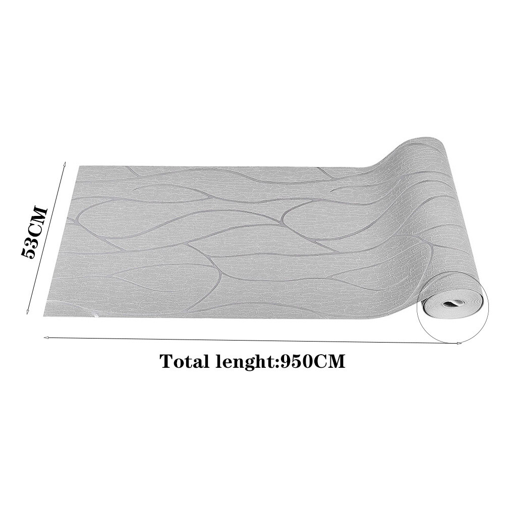 Grey 3D Stripe NonWoven Flocking Embossed Living Room Bedroom