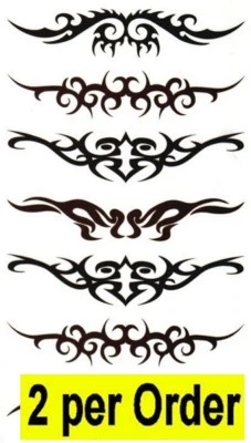 TEMITAT Tribal Scrolls 2 Temporary Fake Tattoos Waterpoof Strength Power Body Transfer